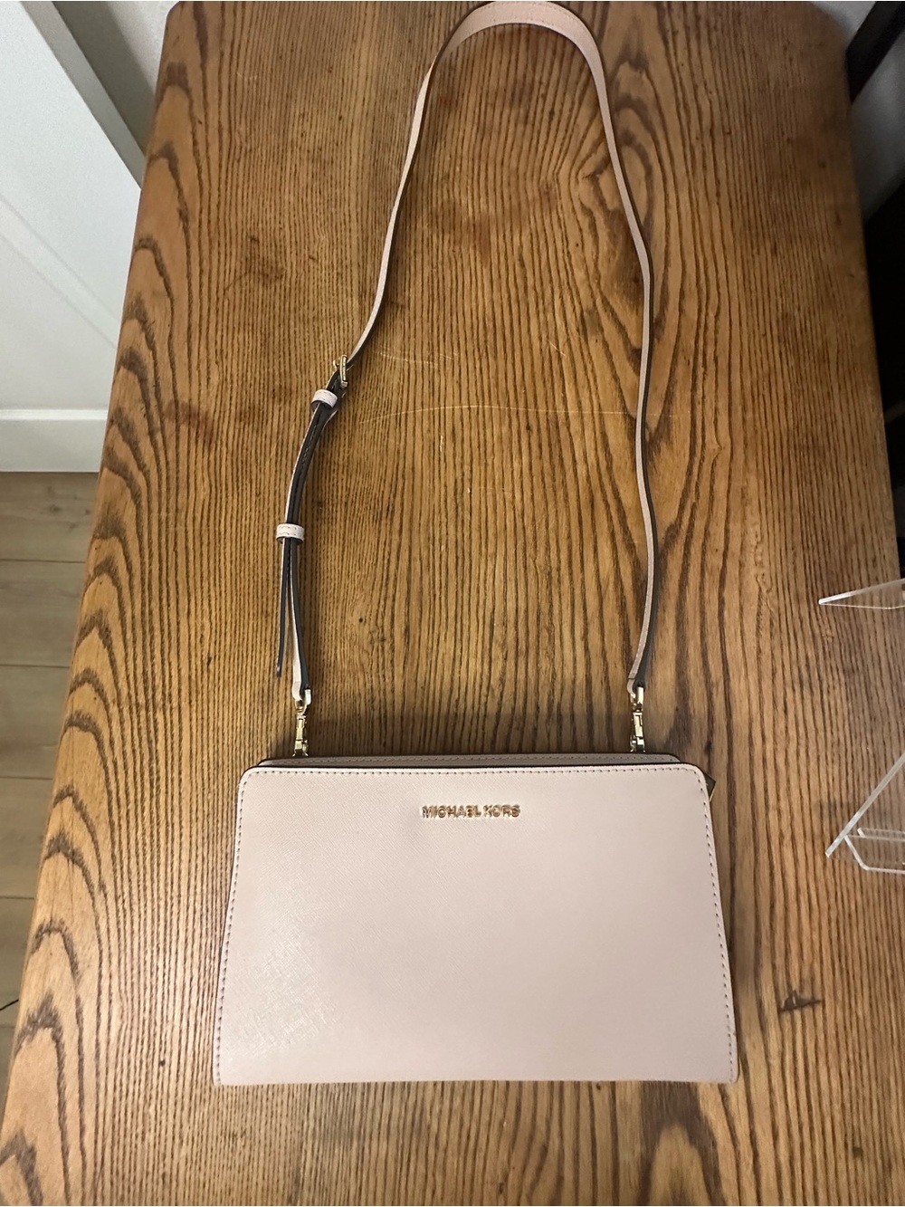 Michael Kors Light Pink Leather Crossbody Bag with Gold Hardware